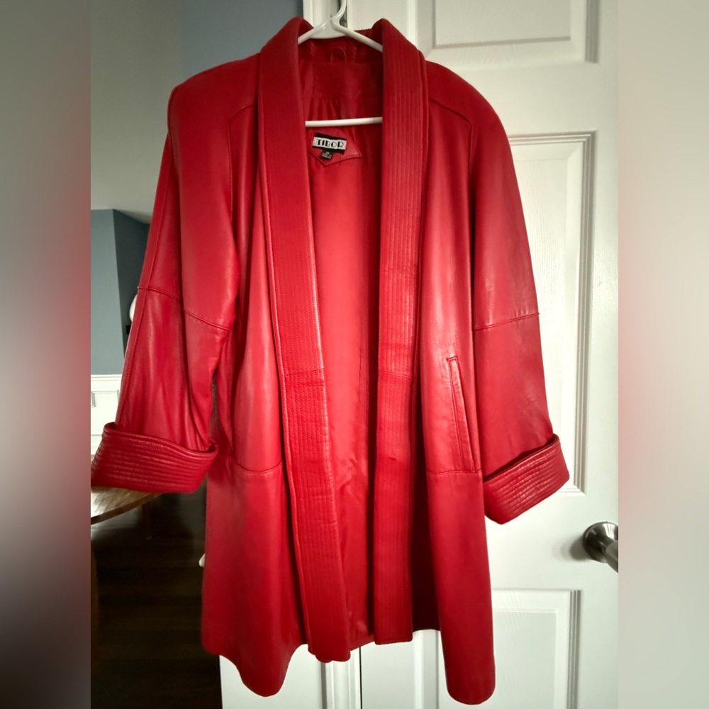 Vintage Women's Red Leather Coat